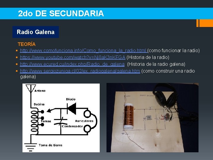 2 do DE SECUNDARIA Radio Galena TEORÍA § http: //www. comofunciona. info/Como_funciona_la_radio. html (como