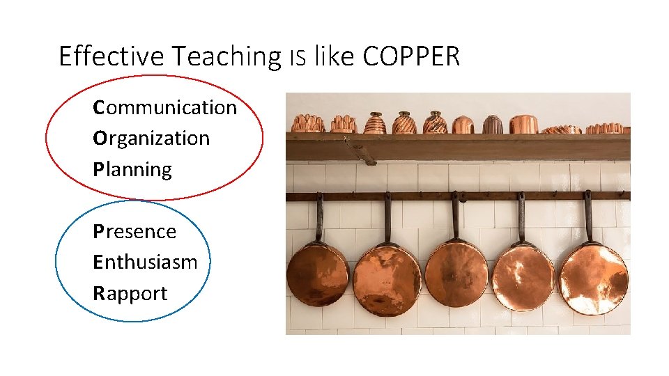 Effective Teaching IS like COPPER C ommunication O rganization P lanning P resence E Effective Teaching IS like COPPER C ommunication O rganization P lanning P resence E