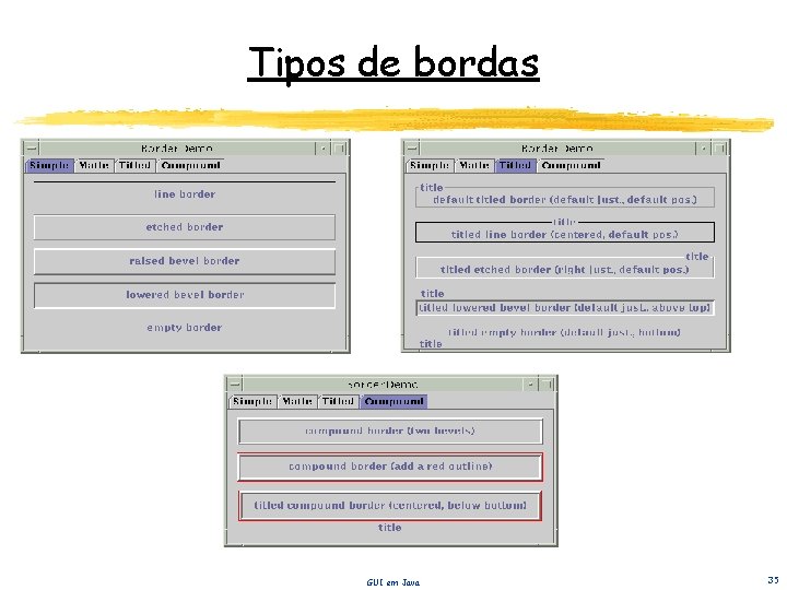 Tipos de bordas GUI em Java 35 