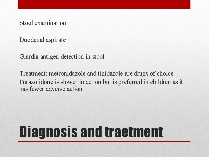 Giardia cysts cytology, Giardiasis komplex kezelés