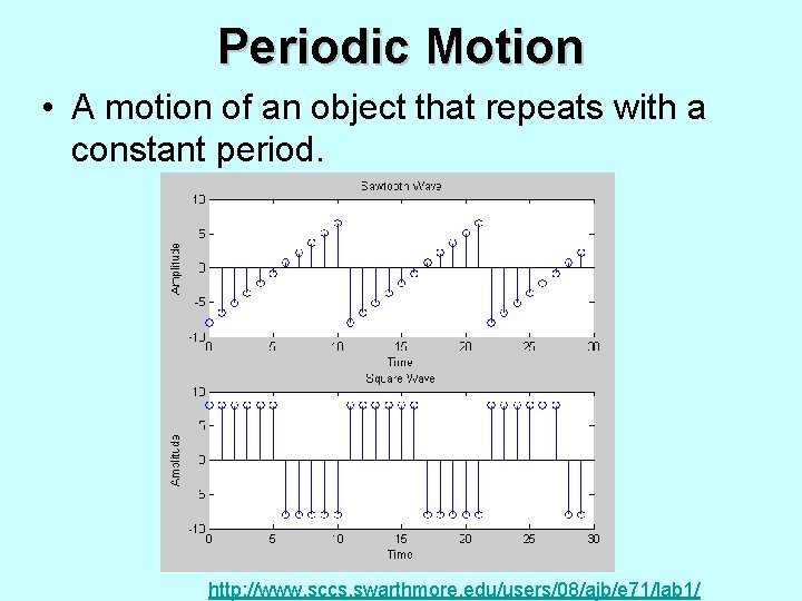 Periodic Motion • A motion of an object that repeats with a constant period.