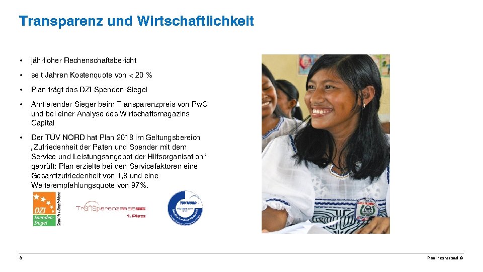 Transparenz und Wirtschaftlichkeit • jährlicher Rechenschaftsbericht • seit Jahren Kostenquote von < 20 %