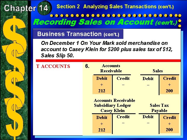 Section 2 Analyzing Sales Transactions (con’t. ) Recording Sales on Account (con’t. ) Business Section 2 Analyzing Sales Transactions (con’t. ) Recording Sales on Account (con’t. ) Business