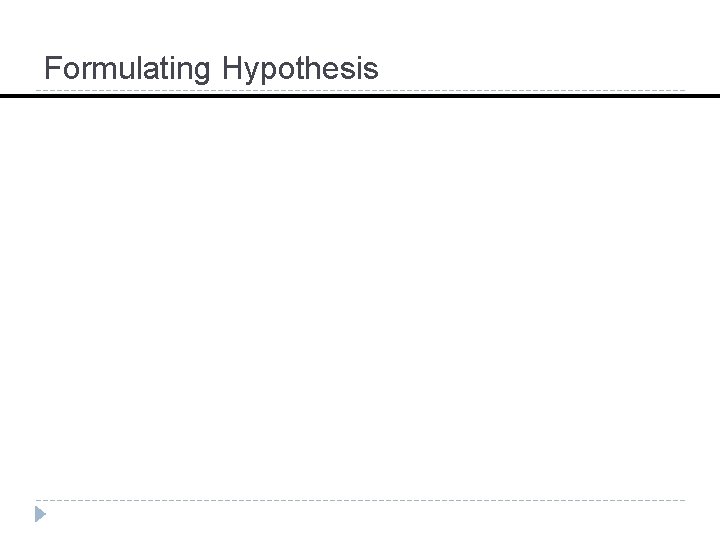 Formulating Hypothesis 