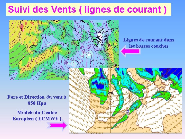 Suivi des Vents ( lignes de courant ) Lignes de courant dans les basses