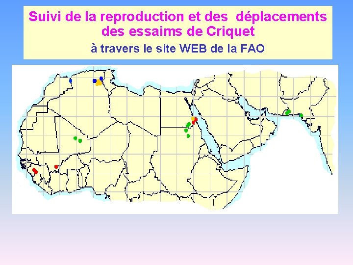 Suivi de la reproduction et des déplacements des essaims de Criquet à travers le