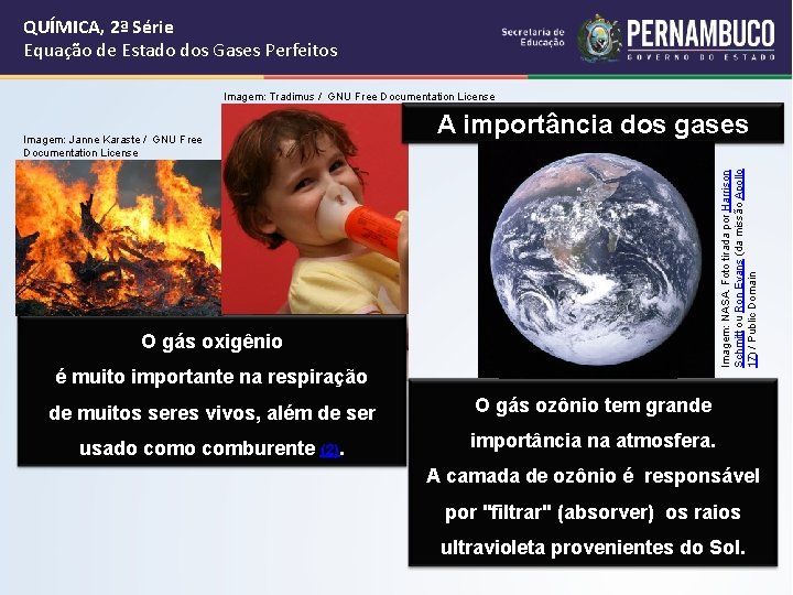 QUÍMICA, 2ª Série Equação de Estado dos Gases Perfeitos Imagem: Tradimus / GNU Free QUÍMICA, 2ª Série Equação de Estado dos Gases Perfeitos Imagem: Tradimus / GNU Free