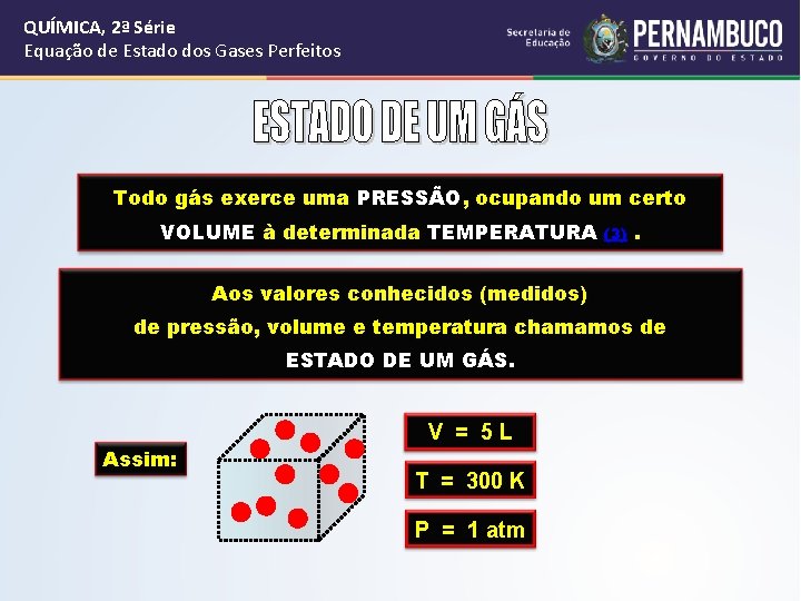 QUÍMICA, 2ª Série Equação de Estado dos Gases Perfeitos Todo gás exerce uma PRESSÃO, QUÍMICA, 2ª Série Equação de Estado dos Gases Perfeitos Todo gás exerce uma PRESSÃO,