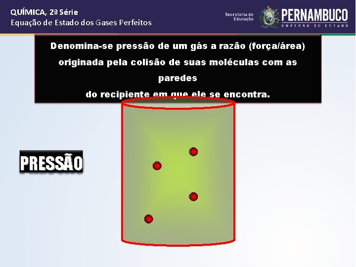 QUÍMICA, 2ª Série Equação de Estado dos Gases Perfeitos Denomina-se pressão de um gás QUÍMICA, 2ª Série Equação de Estado dos Gases Perfeitos Denomina-se pressão de um gás