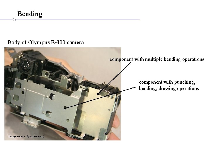 Bending Body of Olympus E-300 camera component with multiple bending operations component with punching,