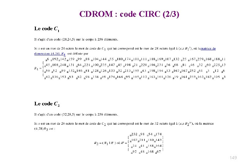 CDROM : code CIRC (2/3) 149 