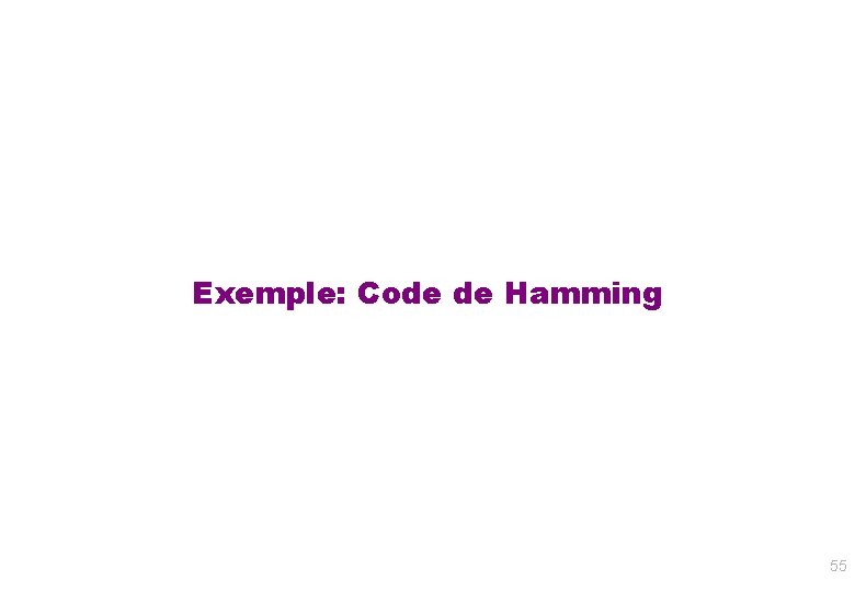 Exemple: Code de Hamming 55 