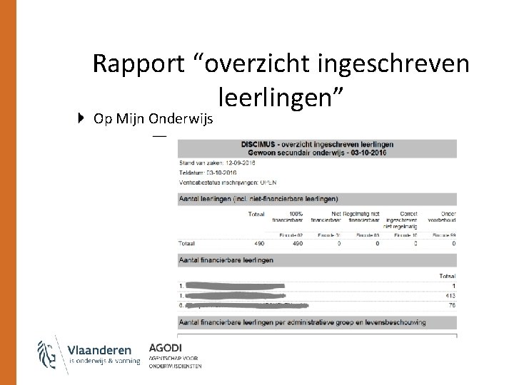 Rapport “overzicht ingeschreven leerlingen” Op Mijn Onderwijs 