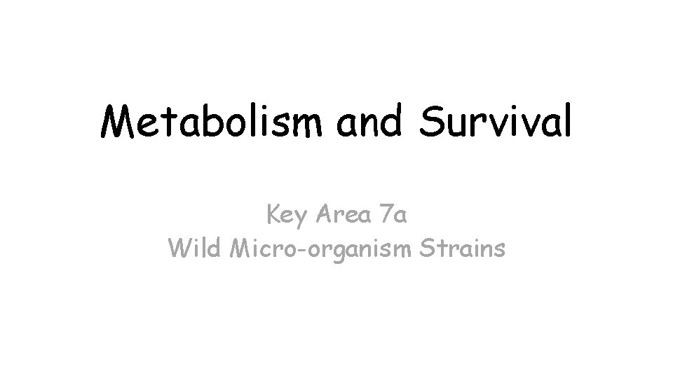 Metabolism and Survival Key Area 7 a Wild Micro-organism Strains 