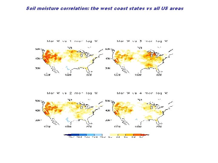 Soil moisture correlation: the west coast states vs all US areas 