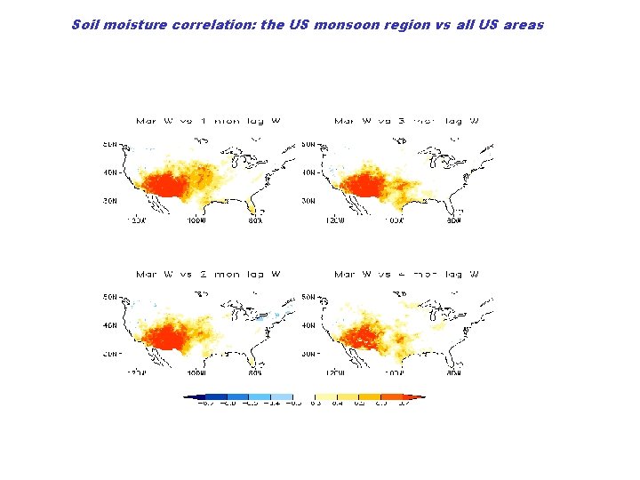 Soil moisture correlation: the US monsoon region vs all US areas 