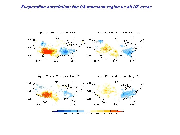 Evaporation correlation: the US monsoon region vs all US areas 