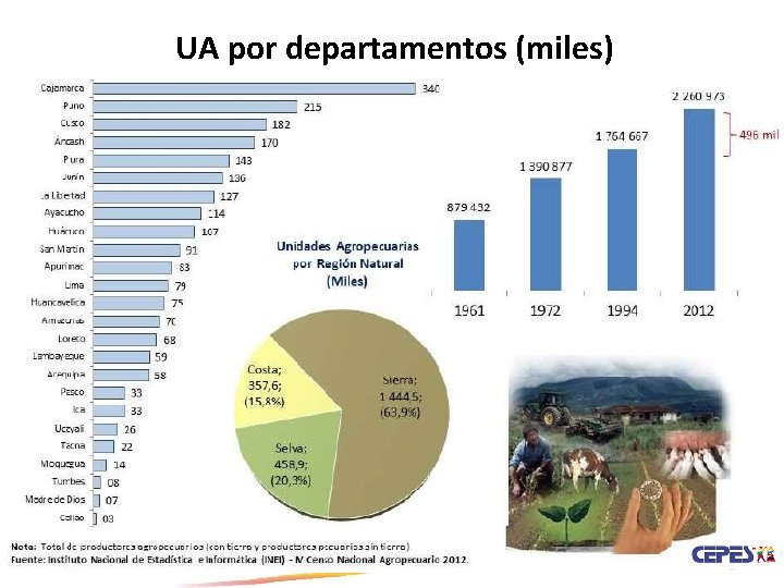 UA por departamentos (miles) 