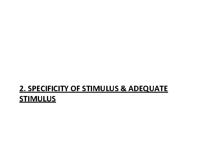 2. SPECIFICITY OF STIMULUS & ADEQUATE STIMULUS 
