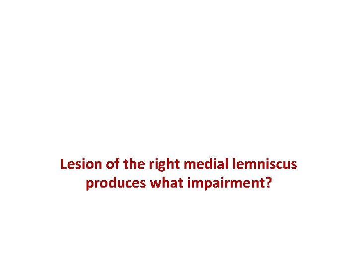 Lesion of the right medial lemniscus produces what impairment? 