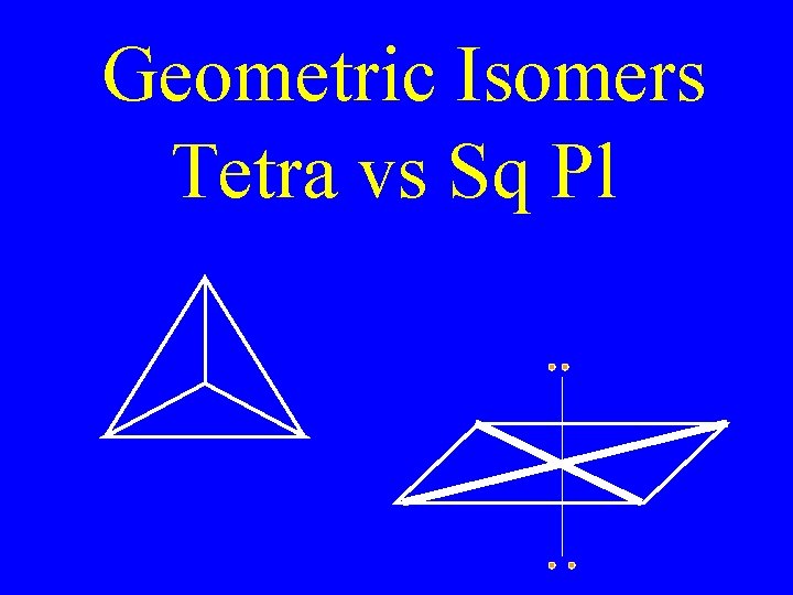 Geometric Isomers Tetra vs Sq Pl Geometric Isomers Tetra vs Sq Pl