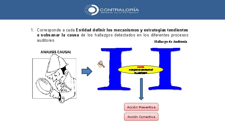 1. Corresponde a cada Entidad definir los mecanismos y estrategias tendientes a subsanar la