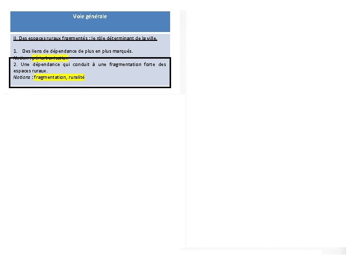 Voie générale Série technologique II. Des espaces ruraux fragmentés : le rôle déterminant de