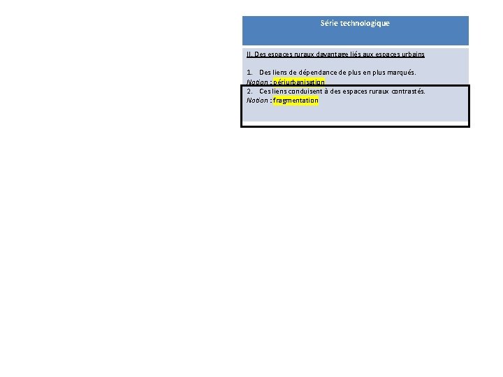 Voie générale Série technologique II. Des espaces ruraux fragmentés : le rôle déterminant de