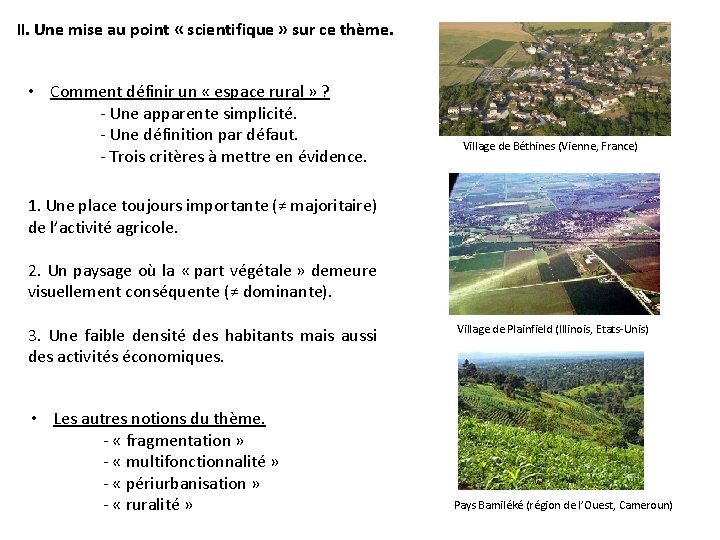 II. Une mise au point « scientifique » sur ce thème. • Comment définir