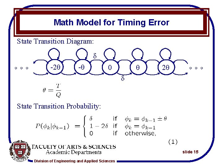 Math Model for Timing Error State Transition Diagram: δ -2θ -θ 0 θ 2θ