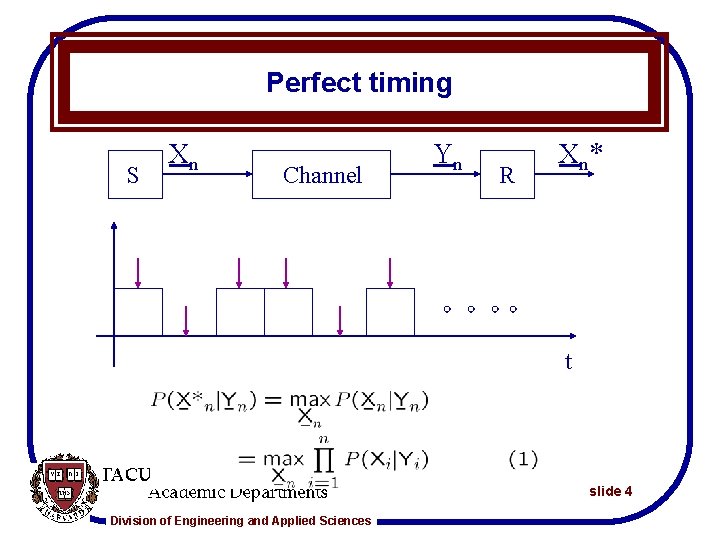 Perfect timing S Xn Channel Yn R Xn* t slide 4 Division of Engineering