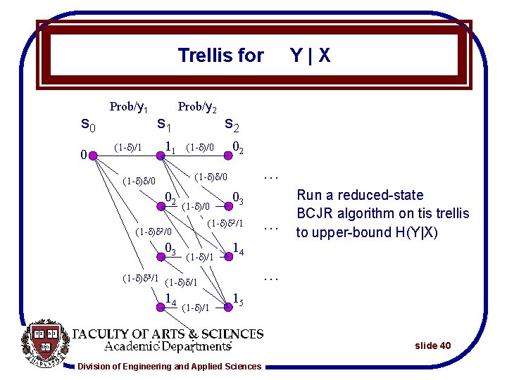 Trellis for s 0 0 Prob/y 1 s 1 11 (1 - )/1 Prob/y