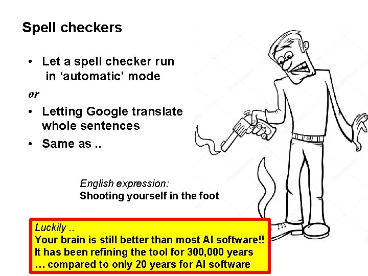 Spell checkers • Let a spell checker run in ‘automatic’ mode or • Letting