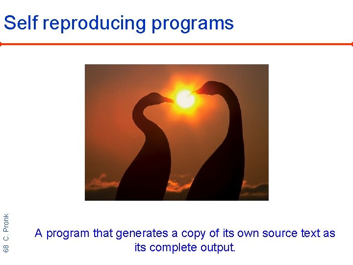 68 C. Pronk Self reproducing programs A program that generates a copy of its