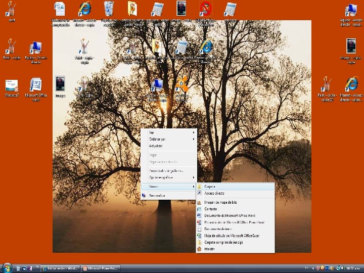 Crear carpetas 1. 2. 3. 4. Botón derecho del mouse Nuevo Carpeta Dar nombre