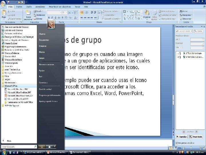 Iconos de grupo Un icono de grupo es cuando una imagen refiere a un