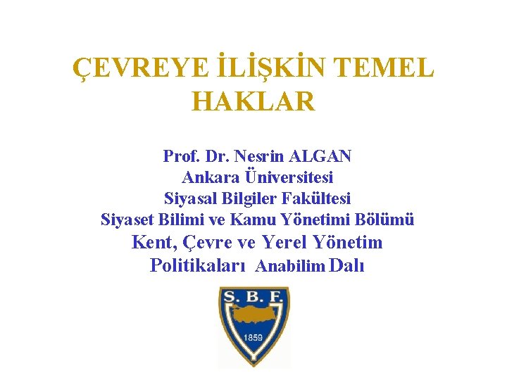 ÇEVREYE İLİŞKİN TEMEL HAKLAR Prof. Dr. Nesrin ALGAN Ankara Üniversitesi Siyasal Bilgiler Fakültesi Siyaset