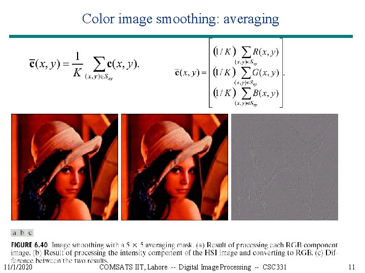 Color image smoothing: averaging 11/1/2020 COMSATS IIT, Lahore -- Digital Image Processing -- CSC