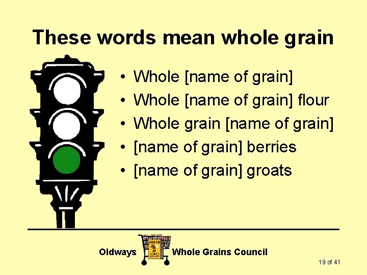 These words mean whole grain • • • Whole [name of grain] flour Whole