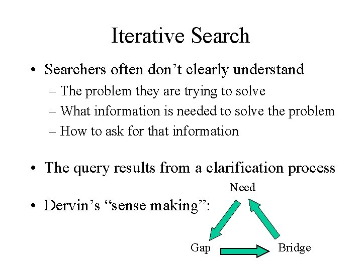 Iterative Search • Searchers often don’t clearly understand – The problem they are trying