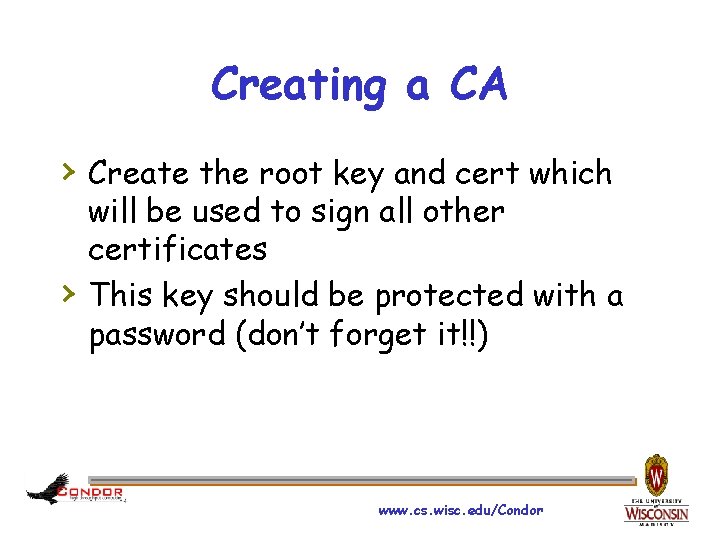 Creating a CA › Create the root key and cert which › will be