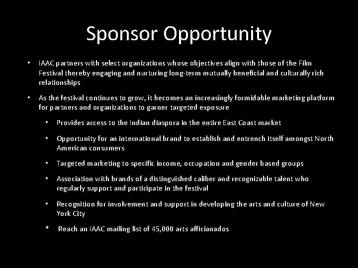 Sponsor Opportunity • IAAC partners with select organizations whose objectives align with those of