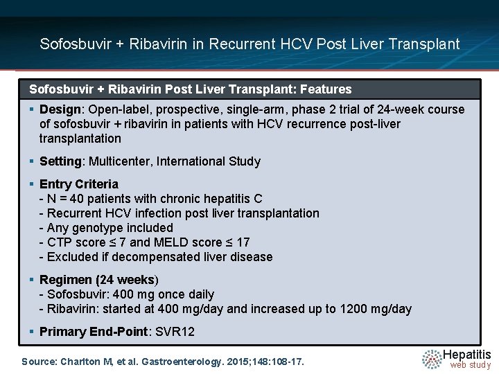 Sofosbuvir + Ribavirin in Recurrent HCV Post Liver Transplant Sofosbuvir + Ribavirin Post Liver