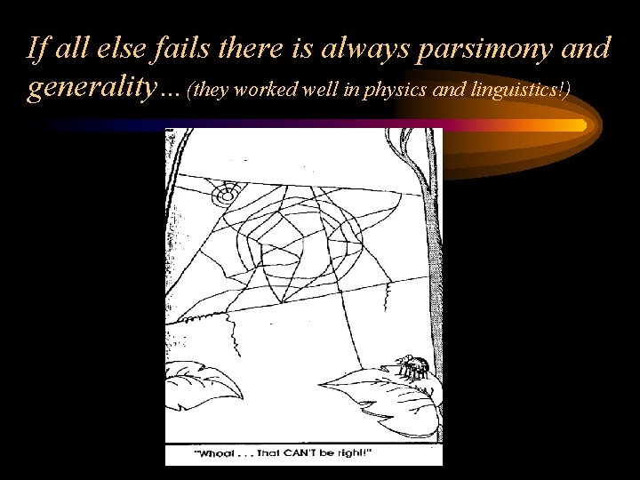 If all else fails there is always parsimony and generality…(they worked well in physics