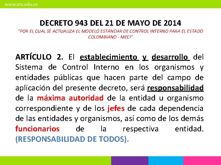 DECRETO 943 DEL 21 DE MAYO DE 2014 “POR EL CUAL SE ACTUALIZA EL