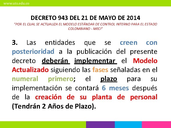 DECRETO 943 DEL 21 DE MAYO DE 2014 “POR EL CUAL SE ACTUALIZA EL