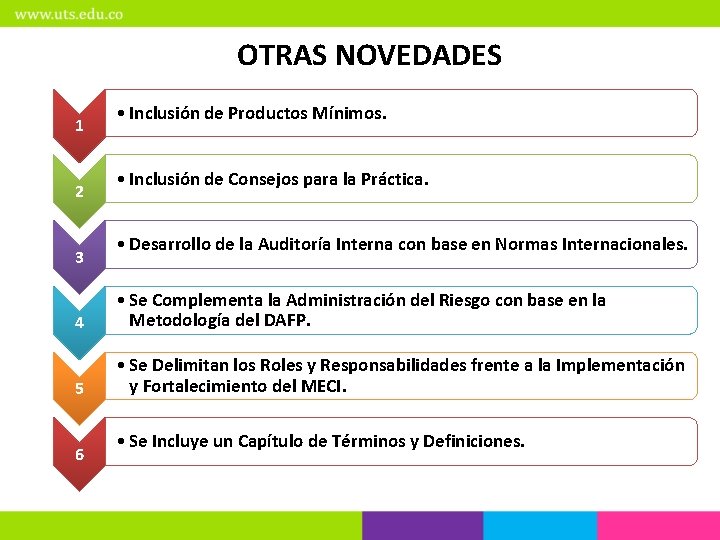 OTRAS NOVEDADES 1 2 3 • Inclusión de Productos Mínimos. • Inclusión de Consejos