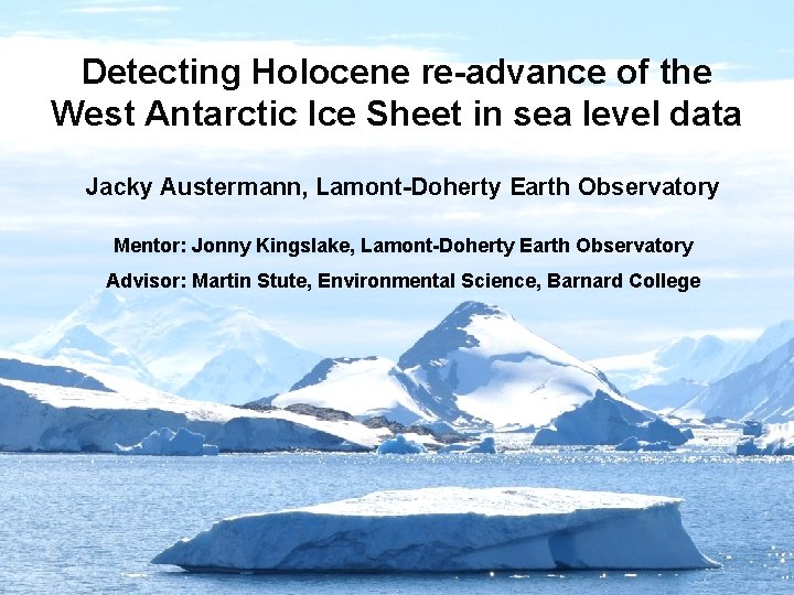 Detecting Holocene re-advance of the West Antarctic Ice Sheet in sea level data Jacky