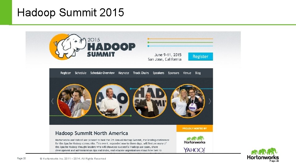 Hadoop Summit 2015 Page 20 © Hortonworks Inc. 2011 – 2014. All Rights Reserved