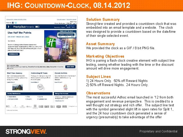 IHG: COUNTDOWN-CLOCK, 08. 14. 2012 Solution Summary Strong. View created and provided a countdown